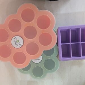 Silicone Baby Food Storage Set - Pink, Green, Purple